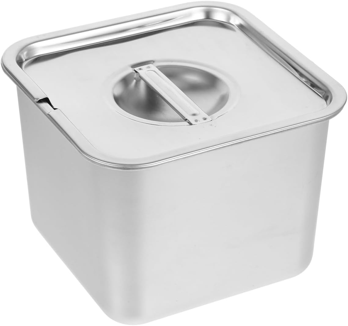 ULTECHNOVO Stainless Steel Ice Cream Container 6.29X6.29X4.33In Airtight Food Storage Box with Lid for Homemade Ice Cream Yogurt and Cold Desserts Freezer Safe