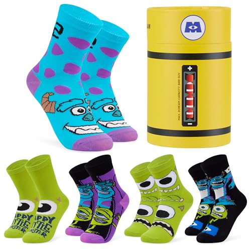Disney Boys Socks Monsters Inc 5 Pack of Ankle Socks Size 12-7 Comfy Breathable Crew Socks for Kids Teenagers Boys Gifts (Multicolour, 9-12 Years)