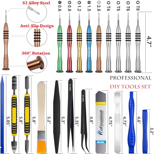 Warmstor 26 Pieces Opening Repair Tool Kit Screwdriver Set for Fix Apple iPhone 15 14 13 12 11 Pro Max XS XR X 8 7, iPad PC Tablet Xbox PS4 Smartwatch Camera Cellphone Pry Open Replace Screen Battery
