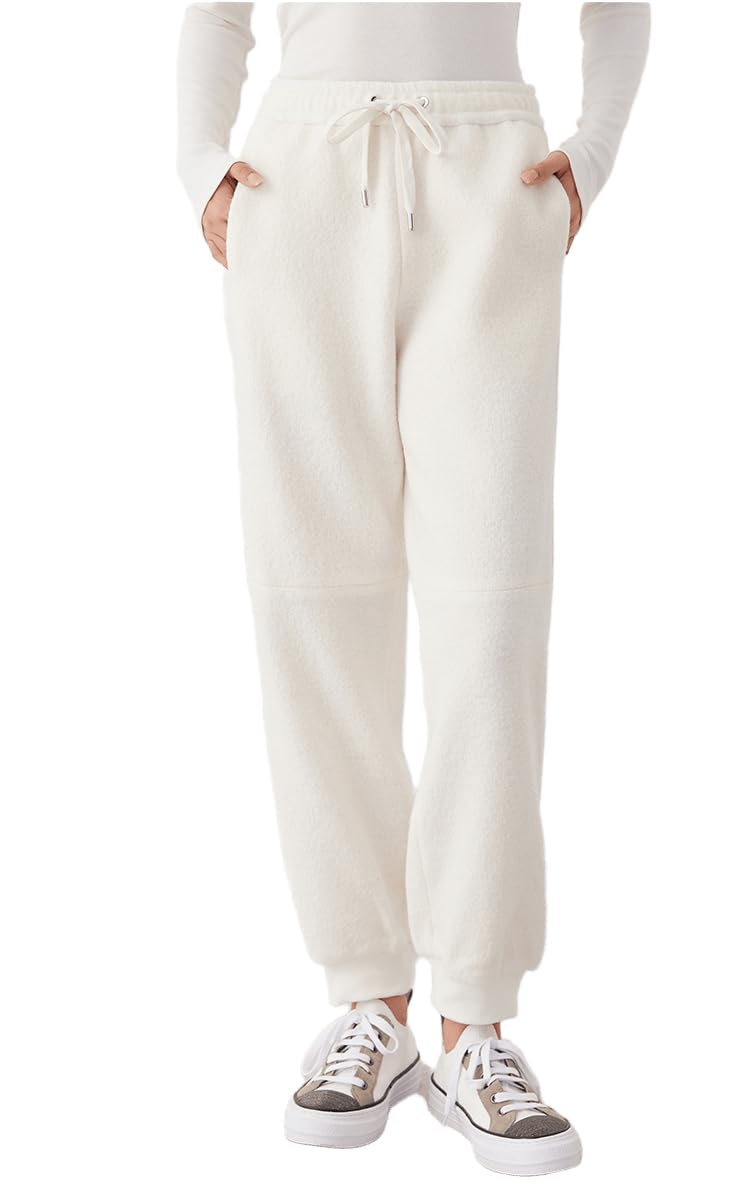 100 Wool Winter Thick Pants Womens Clothing Drawstring Waist Elastic Cuffs K2639W