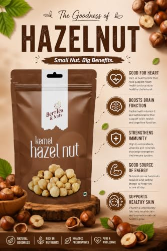Image of Berries and Nuts Jumbo Turkish Hazel Nuts 400 Grams | Blanched Hazel Nut Kernels without skin | 2 Pack of 200 Grams.