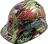 Hydrographic Cap Style Hard Hats with 6 Point Suspension - Cool Graffiti Design
