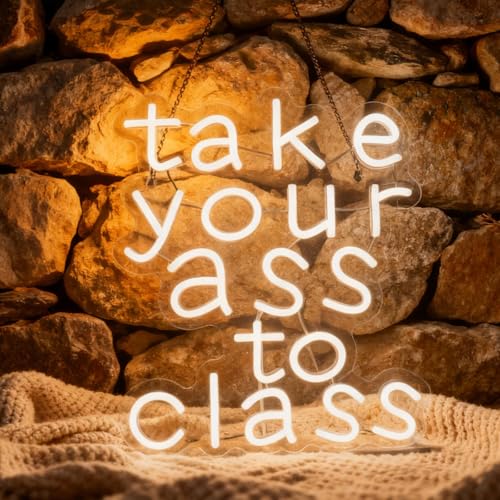 Image of inchTake Your To Class inch Motivational School Neon Light - Bold & Focused LED Wall Art for Study Room, Dorm, Home Office or Student Decor, Dimmable USB, Direct Gift for Students, Scholars & the Determined
