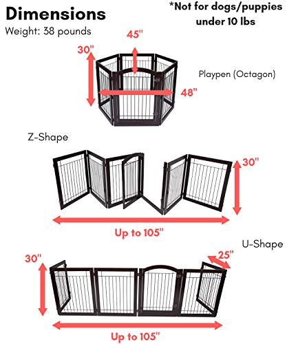 BIRDROCK HOME Indoor Dog Pet Gate with Door - 6 Panel - 30 Inch Tall - Enclosure Kennel Pet Puppy Safety Fence Pen… - Image 4