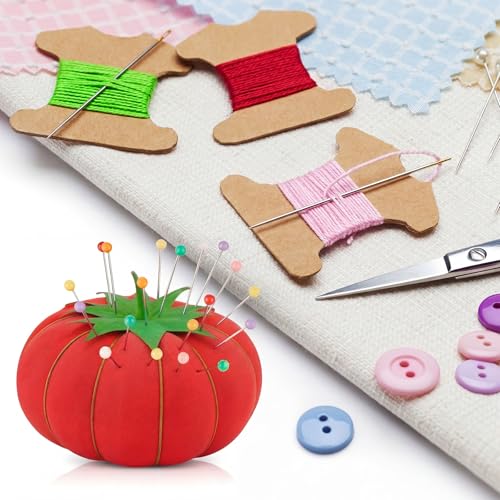 6 Pieces Tomato Pin Cushion Sewing Needle Pin Cushion Pin Needle Holder with Foam for DIY Handcraft Tool, 1.56 Inch, 2.16 Inch, 2.55 Inch