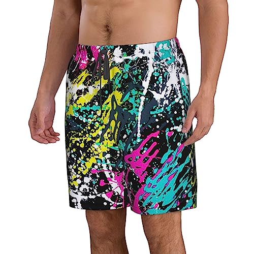 Kkaingg Neon Paint Splatter Men's Swim Trunks Quick Dry Swim Shorts Summer Beach Shorts with Pockets Swimsuit2