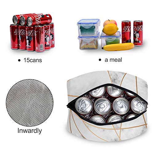 Auuxva Lunch Bag Geometric Gold Lines Marble Print, Lunch Box Insulated Tote Bags With Handle, Reusable Cooler Ice Pack Handbag For Women Men #TOP4