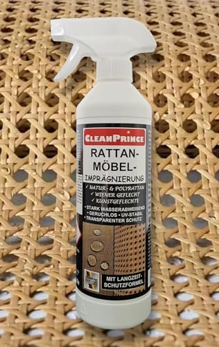 0,5 Liter Rattan - Möbel - Imprägnierung von CleanPrince | transparent UV-Stabil Rattan Polyrattan Korbmöbel Kunstgeflechte Sonnenliegen Stühle innen außen wasserabweisende geruchlose Versiegelung