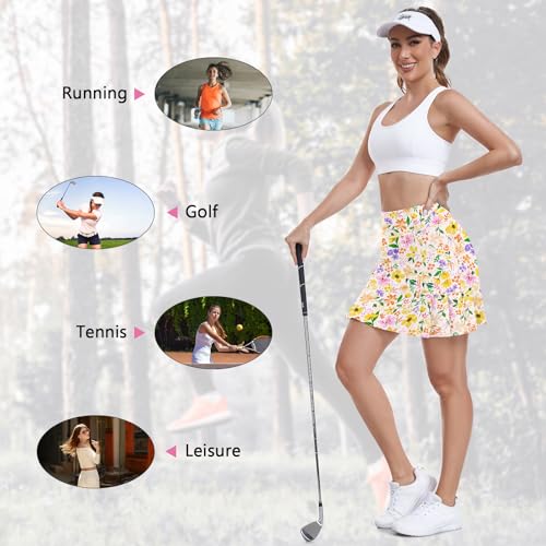 WOWENY Women's Athletic Tennis Skorts Skirts for Women Running Golf Skort with Pockets3
