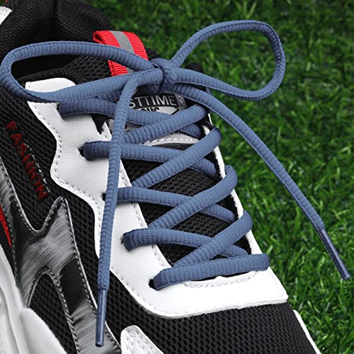 Puzeam 2 Pairs Oval Athletic Shoelaces 30 Colors 1/4" Half Round Shoe Laces for Sneakers - Blue Gray 80 - Image 2