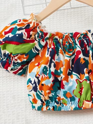 Image of Tagas Girl Summer Casual Top Puff Sleeve and Printed Long Pants 2pcs Outfit || Two-Piece Set FOR GIRLS ||Girls Clothing Set||(GTP-70)