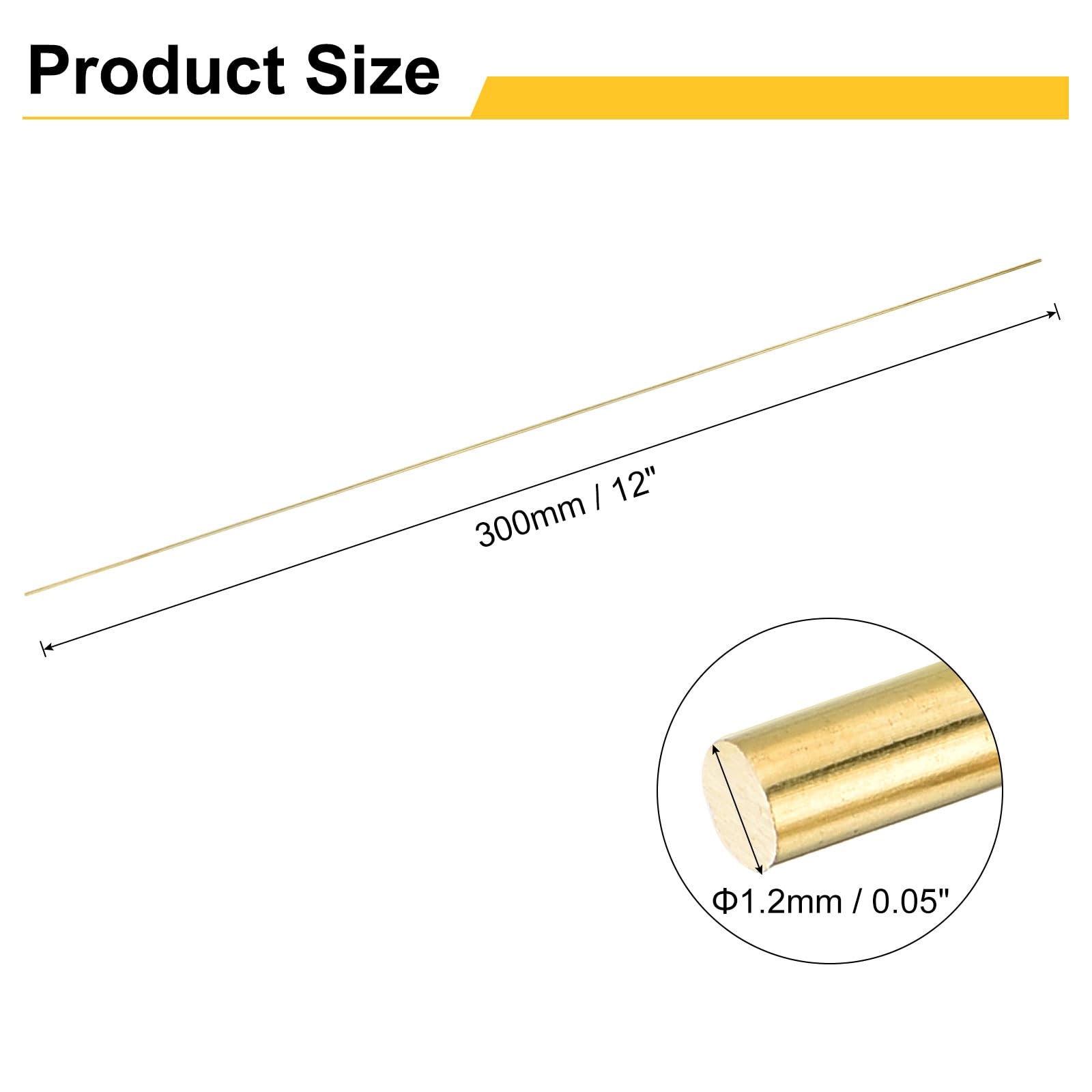 QUARKZMAN H65 Barra Ottone Tondo 1.2mm x 300mm, Aste Ottone Solida per Tornio RC Modello DIY