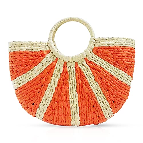 Bolso Tote Retro de Paja Tejido a Mano para Mujer miniatura 1