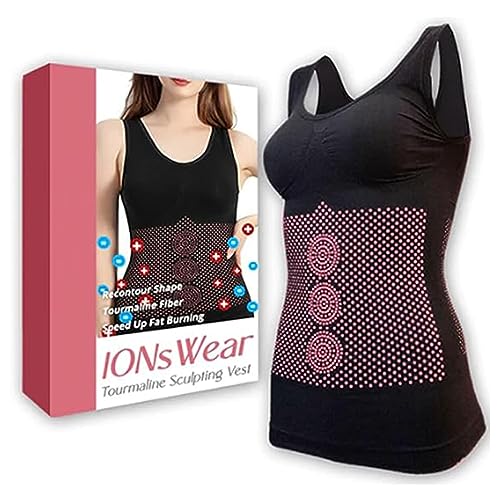 NEOXOL IONsWear Tourmaline Sculpting Vest Ionic Shaping Vest for Women Shaping Lifting Vest Slim Ion Energy Vest for Women (Black Free Size(40-70KG))