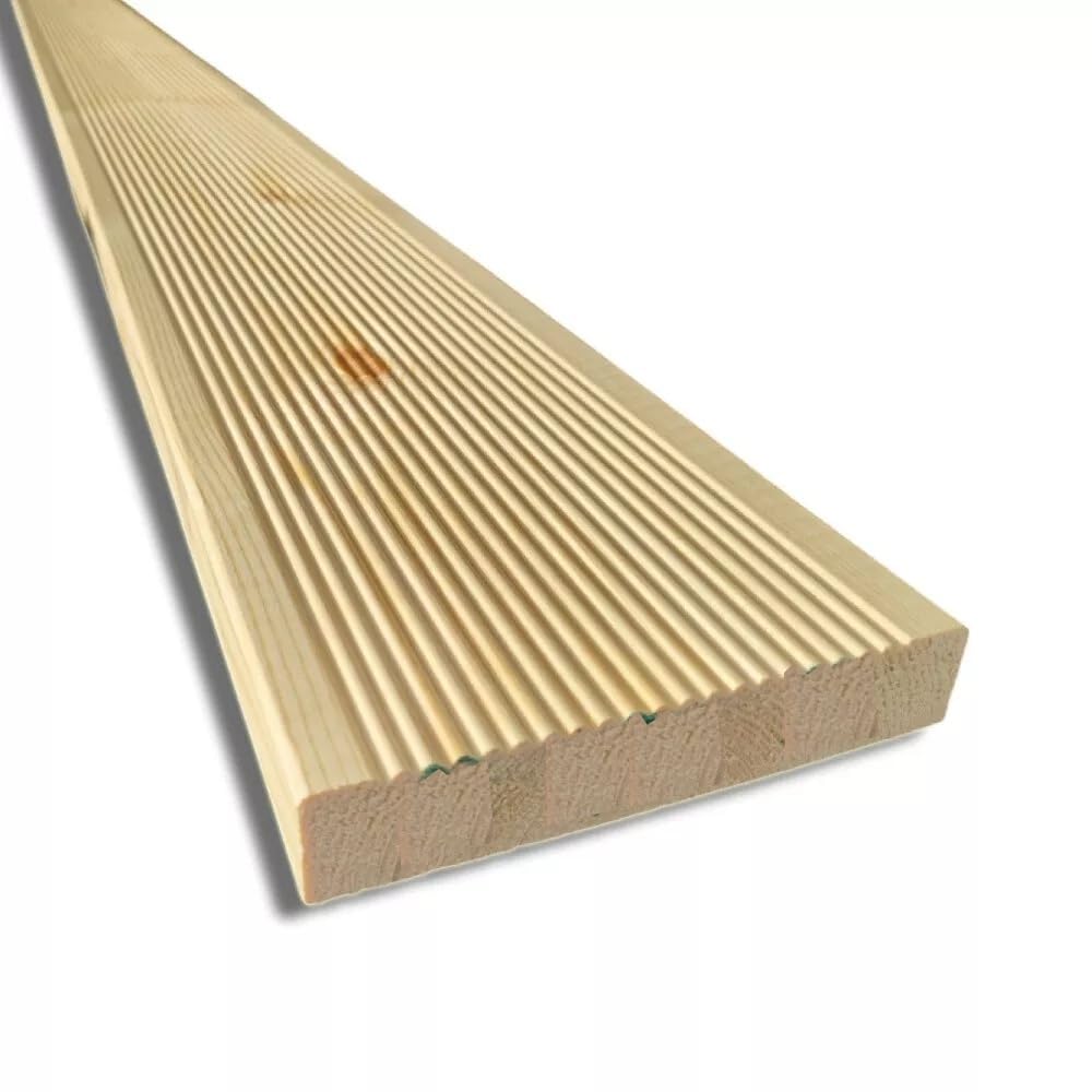 Pavimento naturale in legno antiscivolo da 200 cm, sezione 14,​5x2,​7 cm, per Giardini, Terrazze, Decking