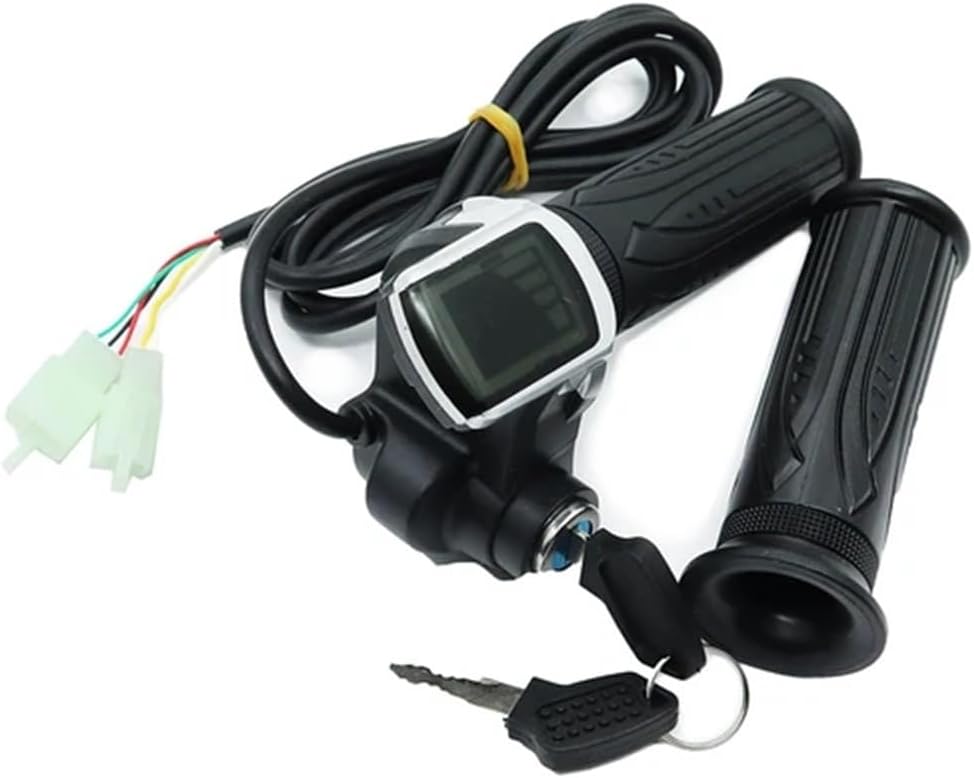 Electric Scooter Bike Throttle Speed Adjustment Handle 1 Pair with Key Lock Display Divides LCD Grip 24V 36V 48V
