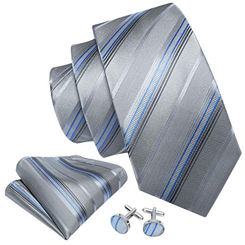 Image of Barry.Wang Mens Tie Set Plaid Check Neckties Formal Business Wedding Luxury Pocket Square Cufflinks