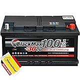 Autobatterie 12V 100Ah BlackMax Starterbatterie inklusive Polfett ersetzt 88Ah 90Ah 95Ah 100Ah