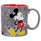 Silver Buffalo Disney Mickey Mouse Pattern Vintage Ceramic Coffee Mug, 20 Ounces