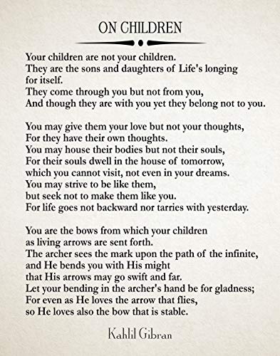 Affiche poème Sur les enfants de Kahlil Gibran Wallbuddy 30x40cm Ivoire
