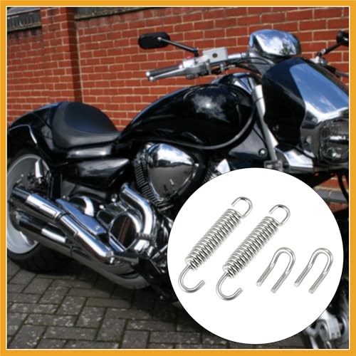 Image of 1 Set 31mm 1.22 inch Motorcycle Exhaust Pipe Spring with U Shape Hooks Stainless Steel Silver Tone Replacement