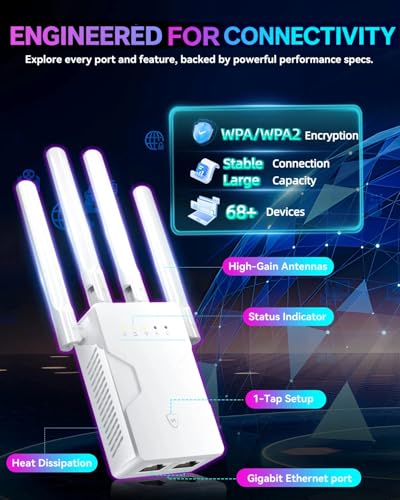 Image of 2026 New WiFi Extender Internet Booster for Home, Long Range up to 18ksq.ft, Wireless Internet Repeater Routers Signal Amplifier for Home, 15X Speed Access Point Ethernet Port, Mesh WiFi, 1-Tap Setup