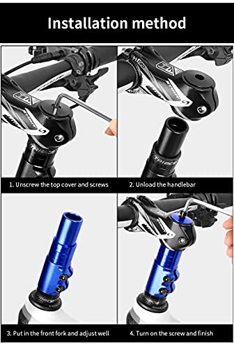 Zoneshare Mountain Bike Bicycle Front Fork Handle Riser Extender Handlebar Riser Adapter Aluminum Alloy Head Adapter (Blue-124Mm) #TOP6