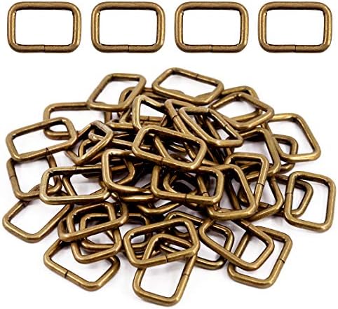 Swpeet 60Pcs 3/4 Inch - 20mm Bronze Metal Rectangle Ring, Webbing Belts Buckle Metal Rings for for Belt Bags DIY Accessories Keychains Belts and Dog Leash (Bronze, 3/4 Inch)