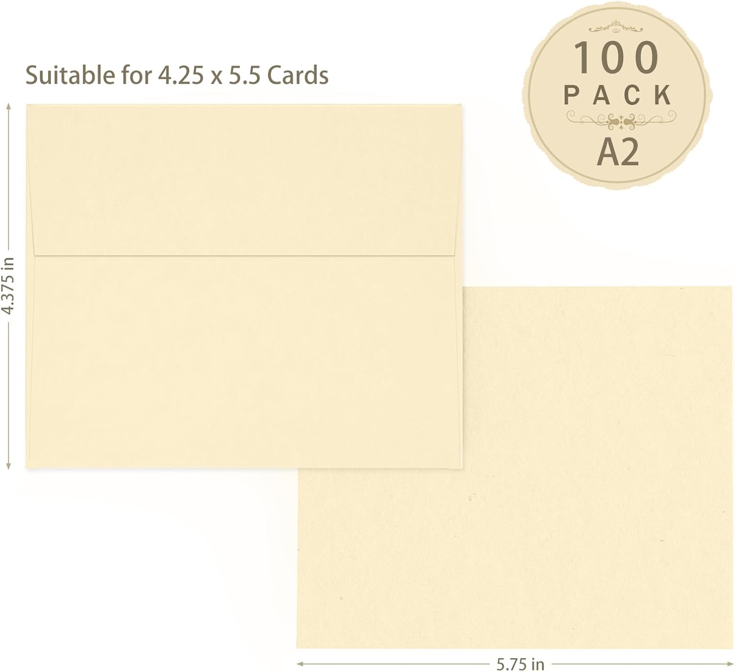 100 Pack A2 Ivory Envelopes, Goefun 4.375 x 5.75 Printable Invitation Envelopes 120 GSM, Cream Self Seal for DIY Greeting Cards, Photos, Invitations, Weddings, Graduation, Baby Shower - Image 2