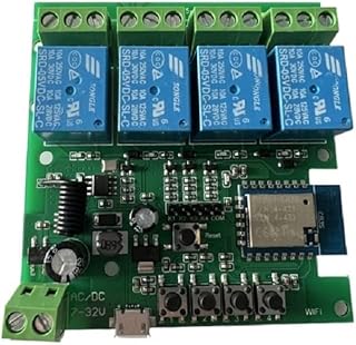 Updated WiFi Wireless Smart Switch Inching Self-Locking Relay Module,Set Inching Time from 0.5 Second to 1 Hour,be Applied to Access Control,DIY WiFi Garage Door Opener (Smart Life app 4CH)