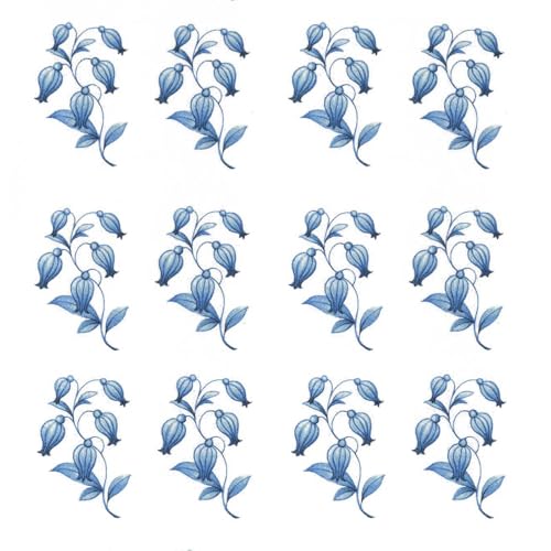 Blue Delft Rose Small Overglaze Ceramic Decals 1.25 Inch (14 Decals)