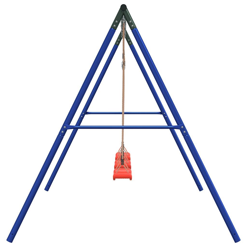 Zestaw huśtawek z 3 huśtawkami z lakierowanej stali, 273,5 x 185 x 185 cm, zabawka ogrodowa dla dzieci w wieku 3-10 lat, plac zabaw na świeżym powietrzu z regulowanymi siedzeniami do ruchu i