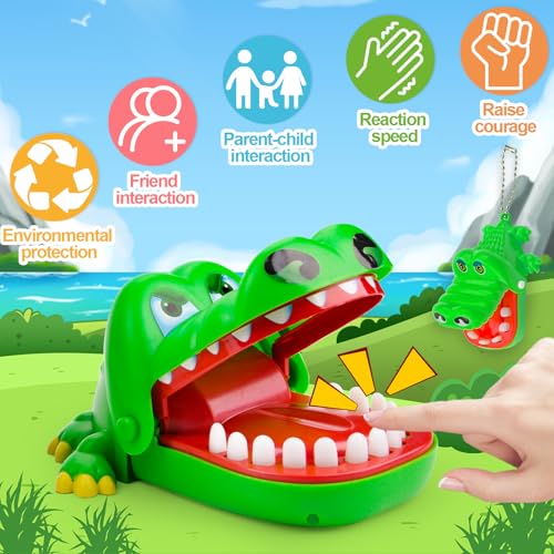 Krokodil Spiel Zähne, 2 Stück Croco Doc Spielzeug Set, Crocodile Zähne Teste Dein Glück, Kinder Mädchen Jungen Geschicklichkeitsspiel für Familien, Party