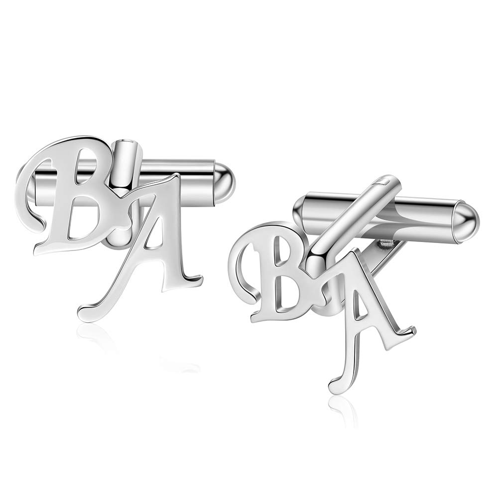 ROSI AUDIO PROROSI Custom Personalized Cufflink for Men Customize Wedding Tie Clip Cufflink Set Initial Letter Name Shirts Cuff links Gifts for Men Boyfriend Husband Mens