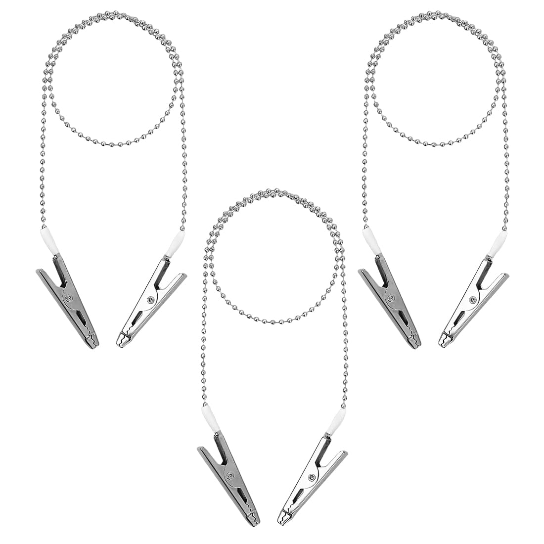 3 Pieces Clip Clips, Metal Chain Holder, Metal Pearl Adjustable Chain Bib Clip for Adults and Kids