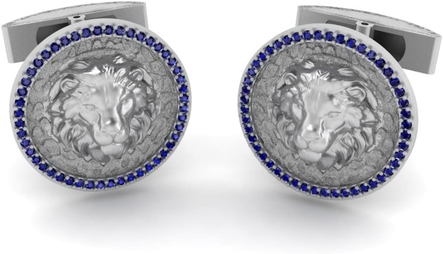 RATNAVALI ARTS 925 Sterling Silver Men’s Luxury Lion Head Cufflinks Bold Animal Face Designer Shirt Accessories for Formal & Business Wear