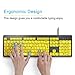 BOOGIIO Large Print Computer Keyboard, Wired USB High Contrast Keyboard with Oversized Print Letters for Visually Impaired Low Vision Individuals (Yellow+Black)