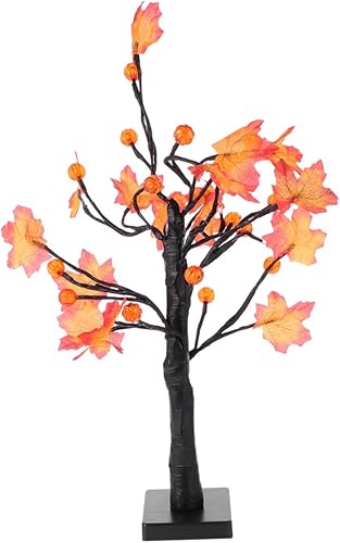 Abaodam Lámpara de árbol de hoja de arce de calabaza, recompensa pequeño árbol de plástico