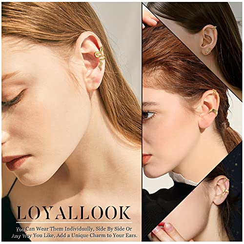 Loyallook 20Pcs Ear Cuff For Women Helix Cartilage Clip On Wrap Earrings Non-Piercing Ear Cuffs, Silver #TOP2