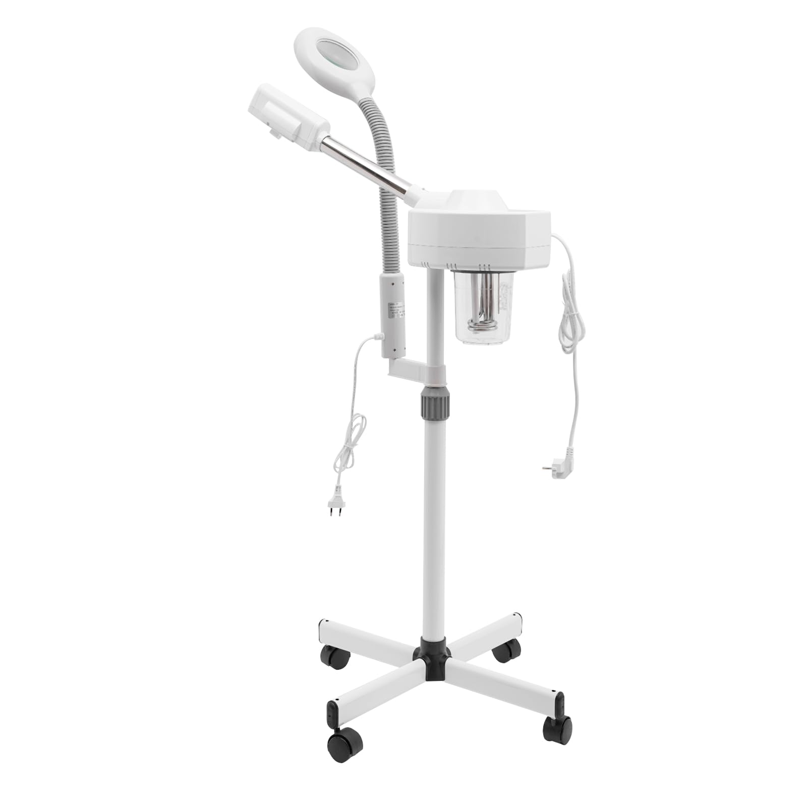 Apparecchio a vapore professionale 2 in 1 per il viso, dispositivo a vapore per il viso, regolabile in altezza, vapore, cosmetico, vapore, viso con lampade LED, mobile per il viso per spa salone di