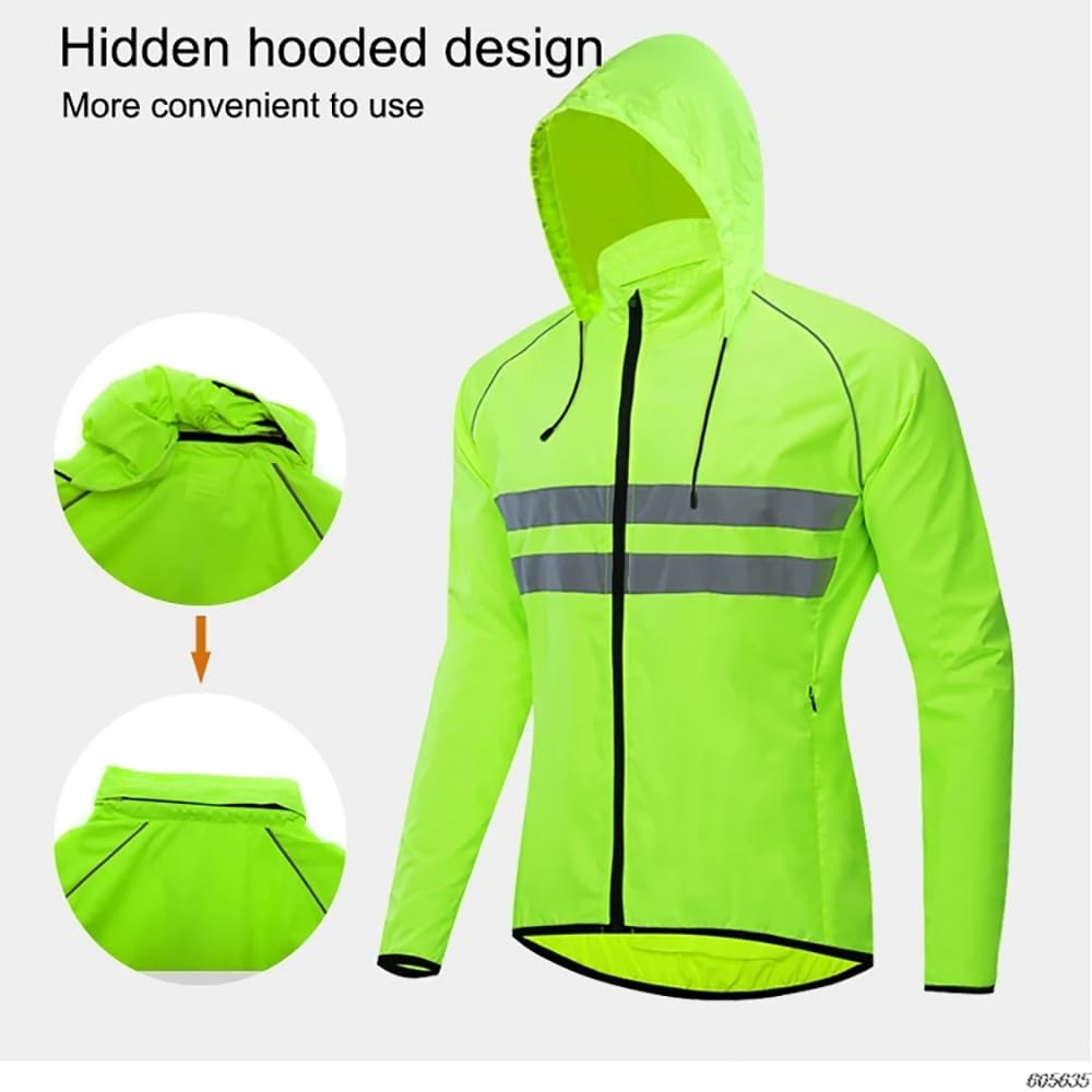 Chaqueta De Ciclismo Para Hombre Y Mujer Impermeable Ligera, Transpirable Para Correr Al Aire Libre De Alta Visibilidad. Chaqueta Deportiva Para MTB Running Y Senderismo,black-L