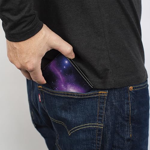 Image of Buckle-Down mens Buckle-down Pu Bifold Bi Fold Wallet, Multicolor Galaxy, 4.0 x 3.5 US