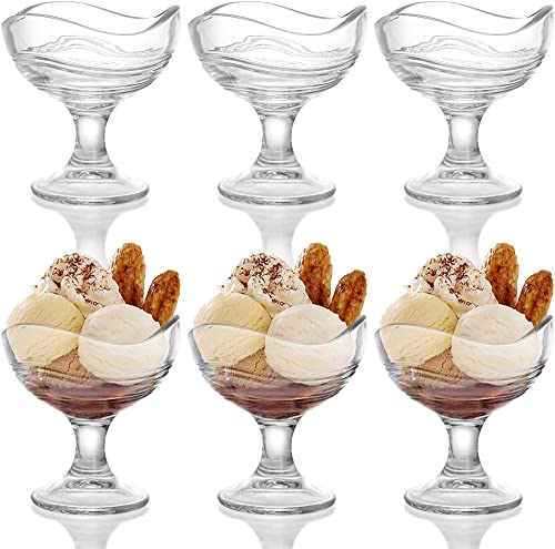 Image of MARTVIA 300ML Ice Cream Glasses Cups Dishes for Desserts, Milkshake,Fruit and Pudding Glass Serving Bowls, Perfect for Home, Restaurants and Parties Dishwasher Safe (Set of 6)