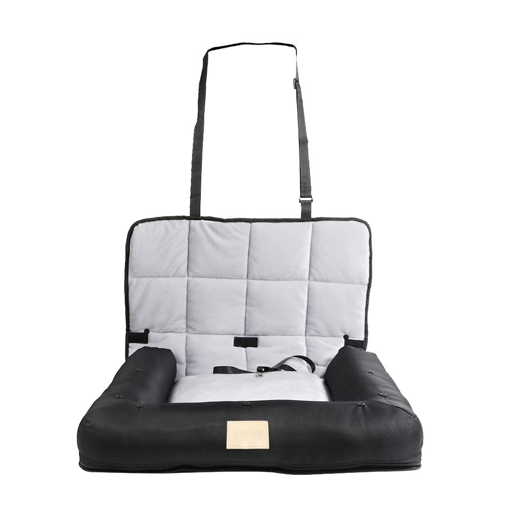 BingoPaw Cama Perro Coche Asiento:Transportin Protector Silla Cubre Asiento Coche Impermeable Antideslizante para Mascotas Perro Pequeño Mediano Gato Tipo Cuna Acolchada con Funda Lavable M