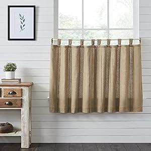 VHC Brands Stitched Burlap Curtain Tier, Natural, 36x36, Set of 3 VHC Brands Stitched Burlap Curtain Tier Natural 36×36 Set of 3