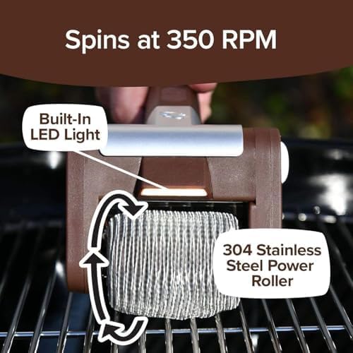 Cepillo eléctrico para barbacoa con luz LED, limpiador giratorio portátil recargable para asar y usar en la cocina, ideal para limpieza y mantenimiento sin esfuerzo