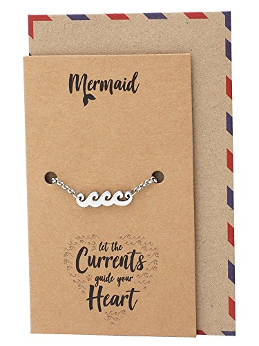 Image of quan jewelry Sea Salt Ocean Waves Mermaid Bracelet, Handmade Beach Themed Fashion Jewelry with Greeting Card, Aqua Traveler Beach Lovers Charm For BFF