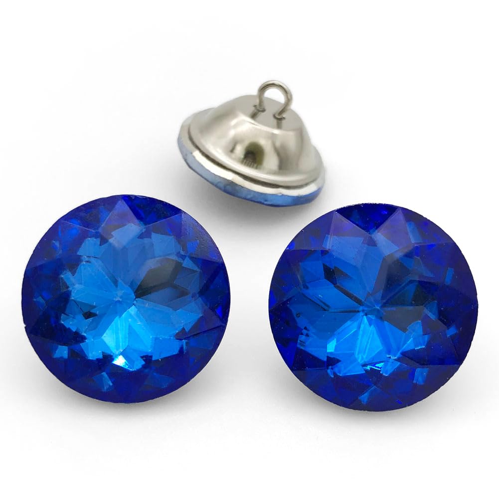 Bouton bleu 25mm en cristal pour customiser un canapé ou une tête de lit