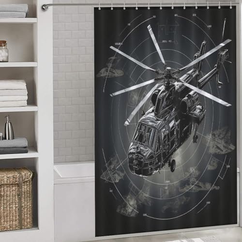 Rideau de douche hélicoptère imperméable en polyester pour baignoire 152x183 cm - 2