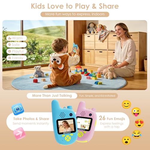 Video Walkie Talkies for Kids, Toys for 3–12 Year, Dual Camera, Rechargeable 2-Way Radio Toy, Send Photos & E-mojis, 1000ft Long Range for Indoor Outdoor, Camping, Hiking, Kids Games — view 5